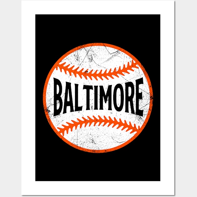 Baltimore Retro Baseball - Black Wall Art by KFig21